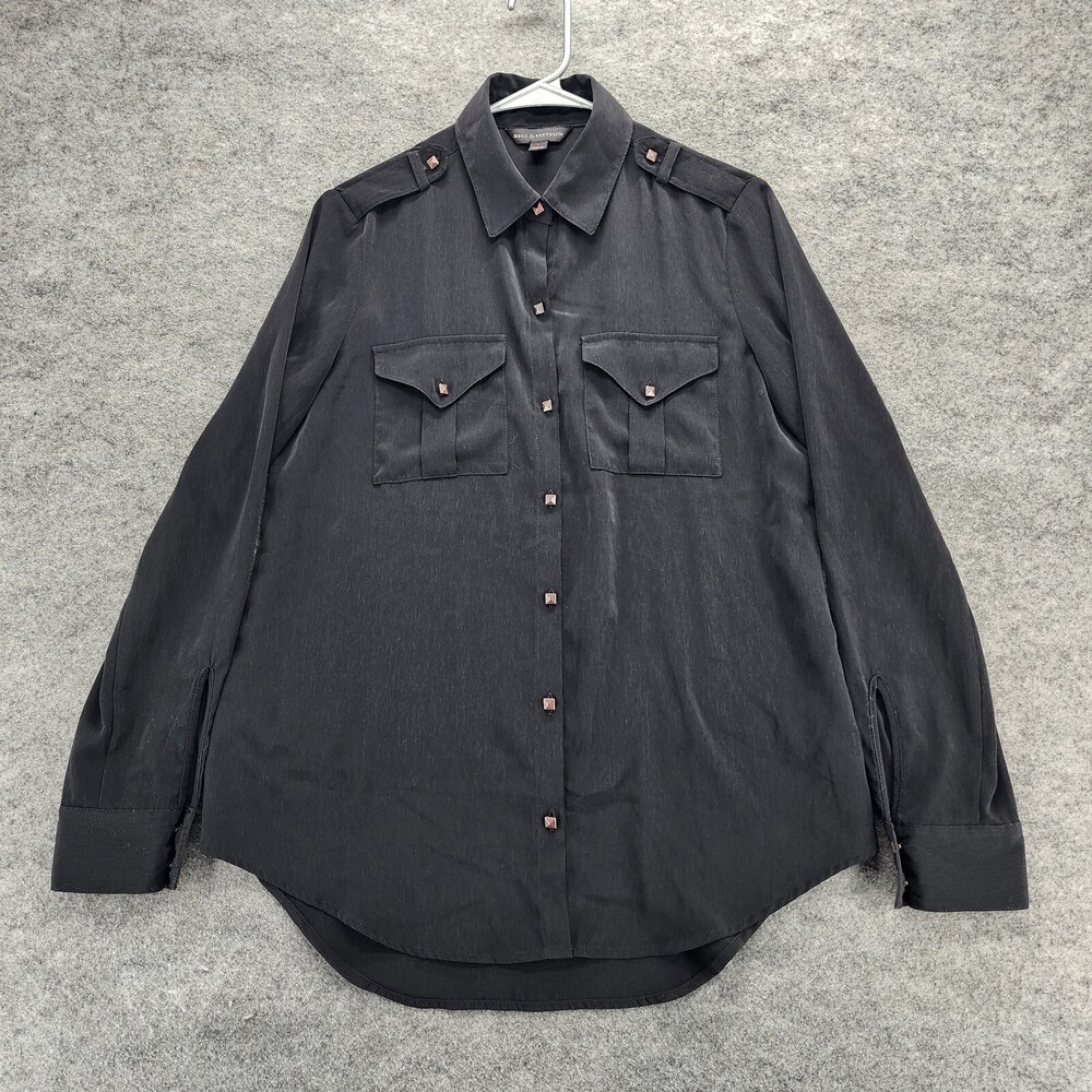Rock Republic Shirt Womens Small Button Up Black Roll Tab Long Sleeve